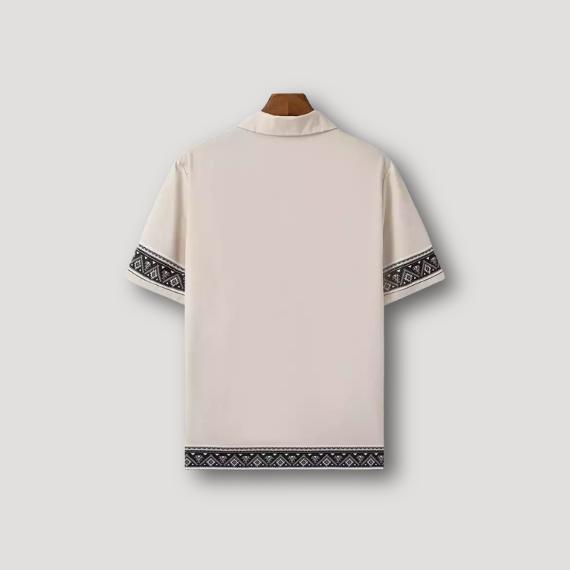 Light Beige Geometric Collar Shirt Summer Shirt