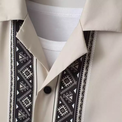 Light Beige Geometric Collar Shirt Summer Shirt