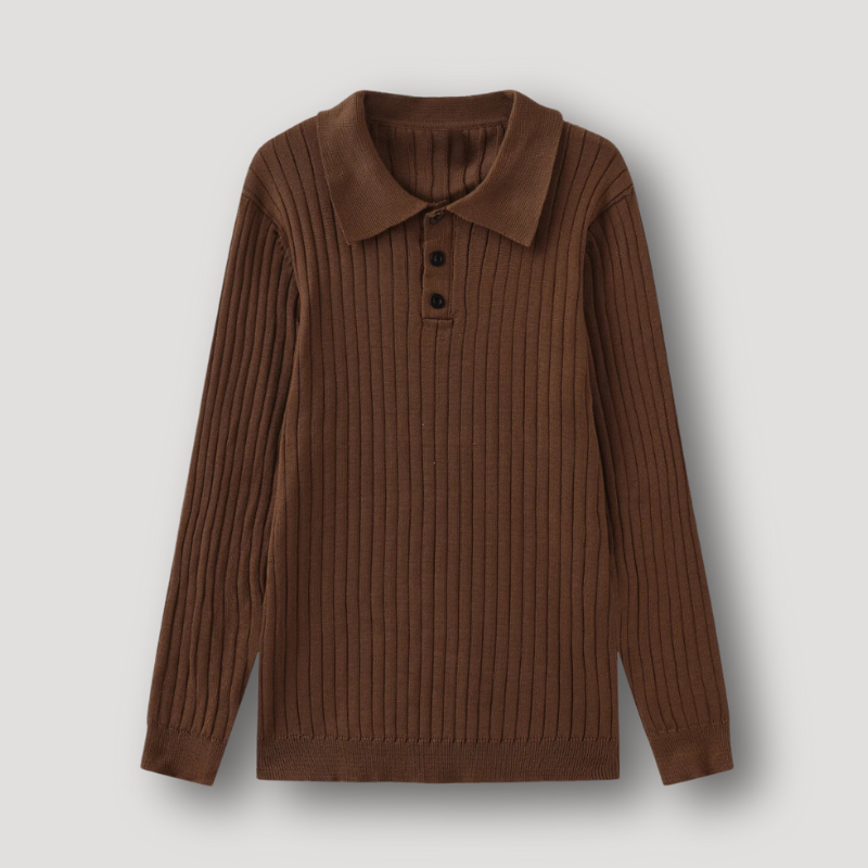 Button Down Collar Ribbed Knit Polo Sweater Men Sale