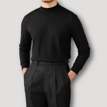 Old Money Style Mock Neck Slim Fitted Sweater for Men