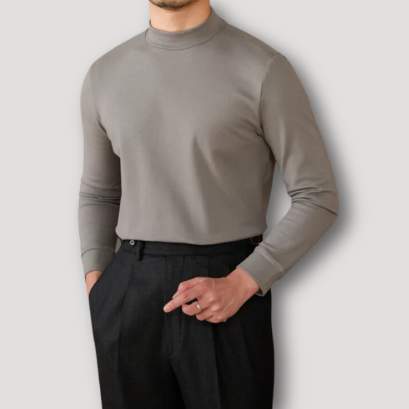 Old Money Style Mock Neck Slim Fitted Sweater for Men