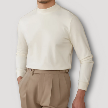 Old Money Style Mock Neck Slim Fitted Sweater for Men