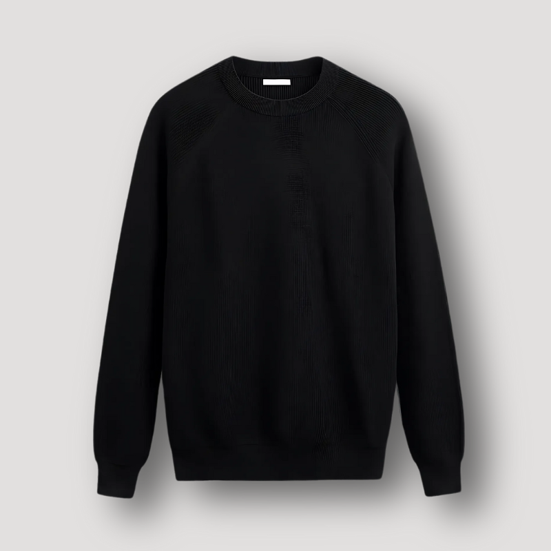 Crew Neck Long Sleeve Ribbed Knit Sweater for Men