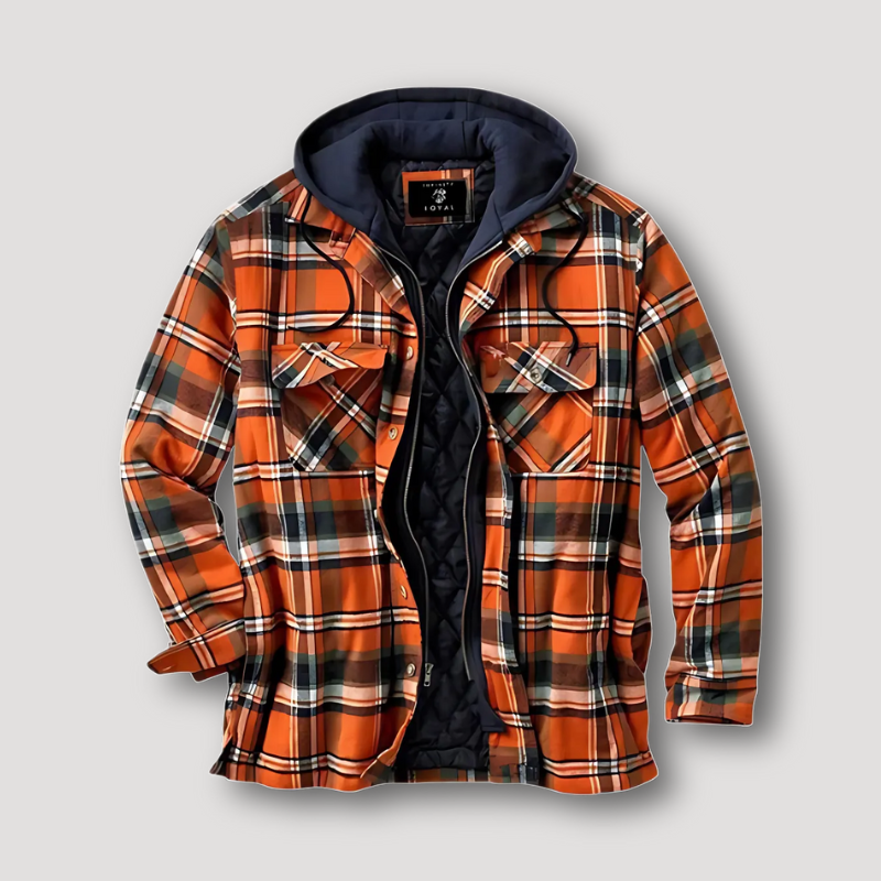 Hood Quilted Diamond Pattern Lining Flannel Jacket