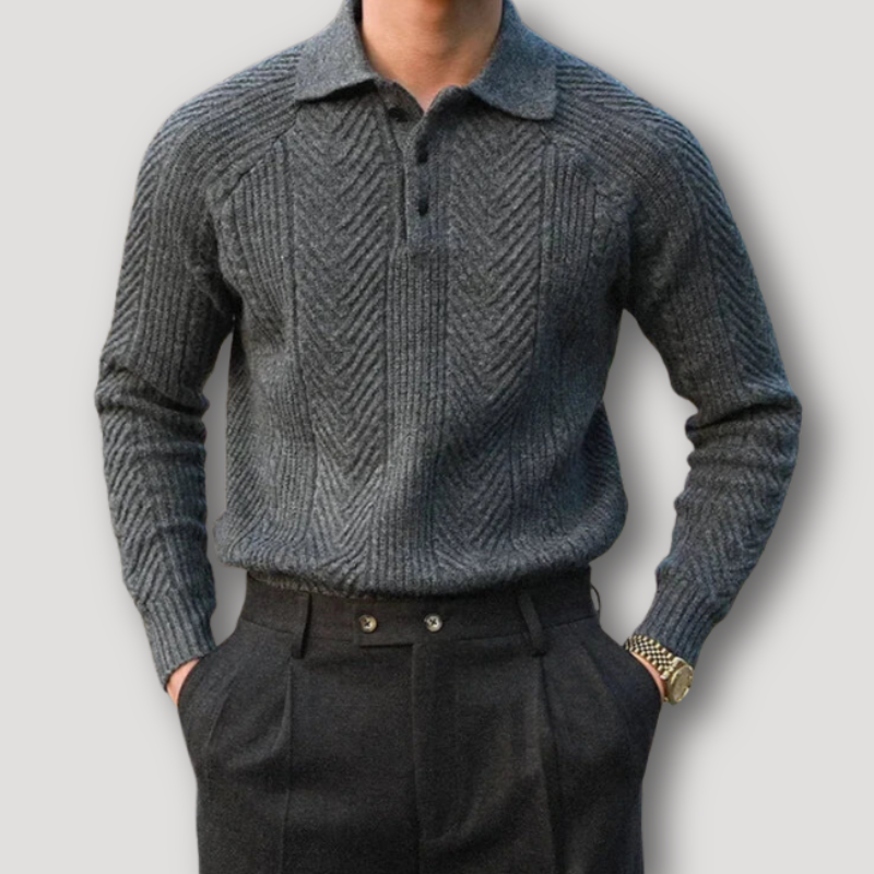 Lapel Regular Fit Striped Pattern Stylish Sweater Men