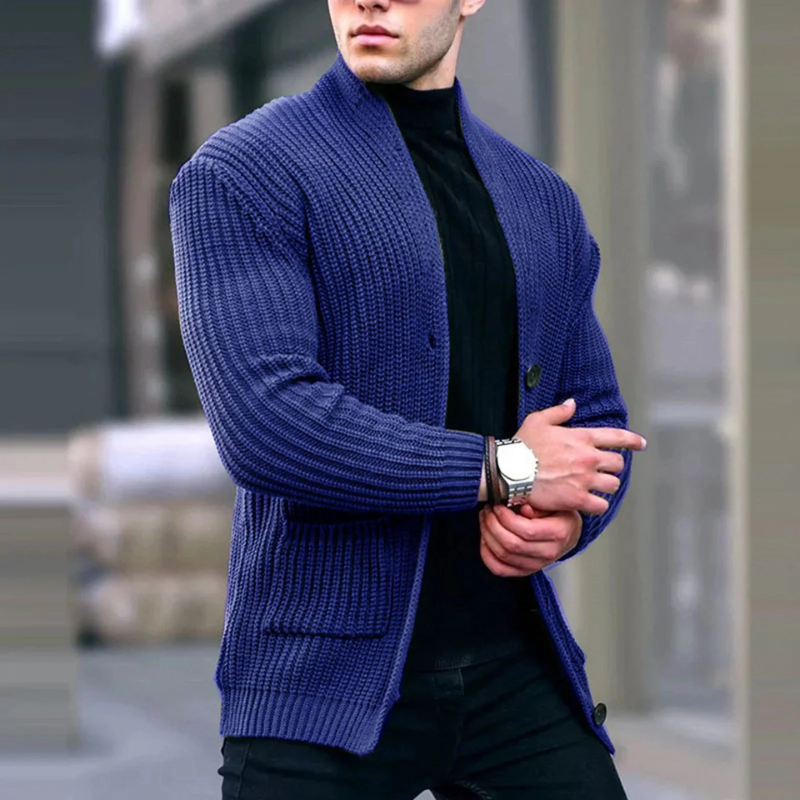 Ribbed Knitted Chunky Buttons Cardigan Sweater Men Sale