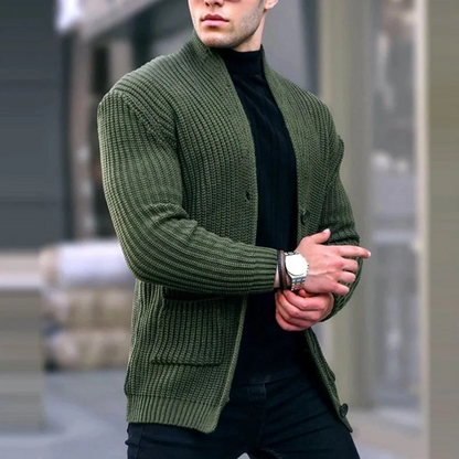 Ribbed Knitted Chunky Buttons Cardigan Sweater Men Sale