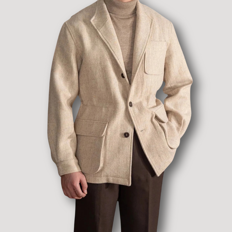 Vintage Beige Winter Coat Jacket Mens