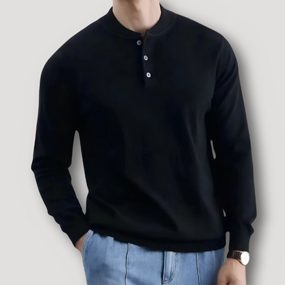 Henley Neck Button Down Knit Sweater Men Sale