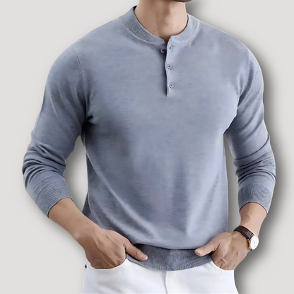 Henley Neck Button Down Knit Sweater Men Sale