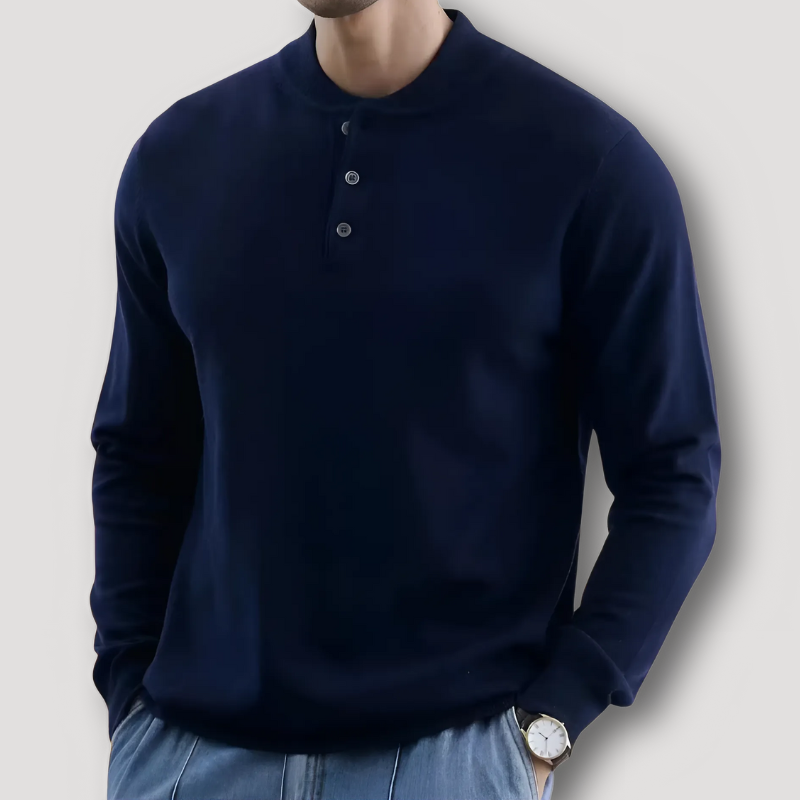 Henley Neck Button Down Knit Sweater Men Sale