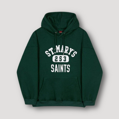 St. Mary's Printed Green Oversized Hoodie For Men