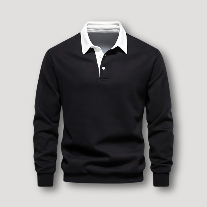 Casual Long Sleeve Contrast Collar Polo Sweater Men Sale