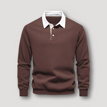 Casual Long Sleeve Contrast Collar Polo Sweater Men Sale