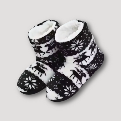 Winter Plush Reindeer Indoor Slipper Boots