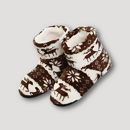 Winter Plush Reindeer Indoor Slipper Boots