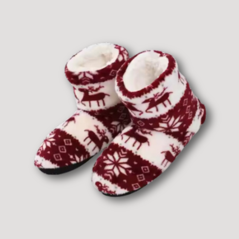 Winter Plush Reindeer Indoor Slipper Boots