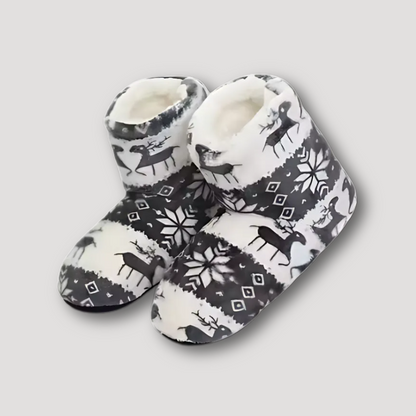 Winter Plush Reindeer Indoor Slipper Boots