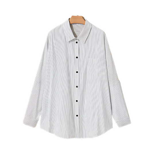 Black Vertical Stripe Button-Up Long Sleeve