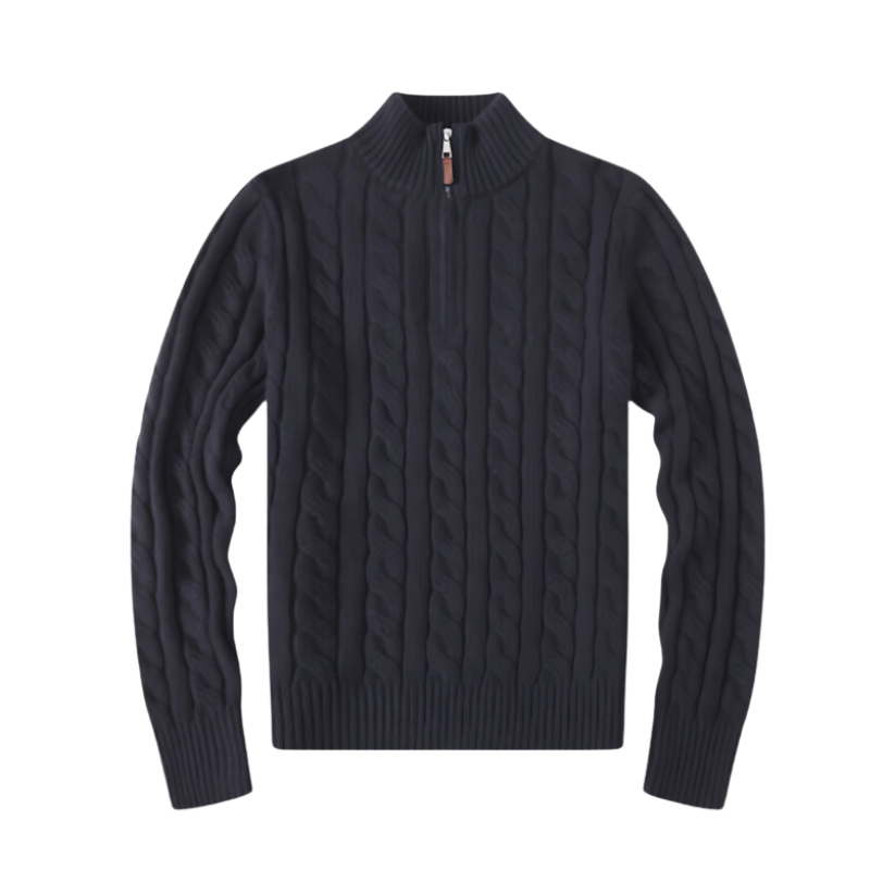 Men's Half Zip Cable Knit Sweater - Winter