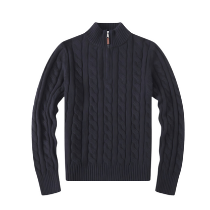 Men's Half Zip Cable Knit Sweater - Winter