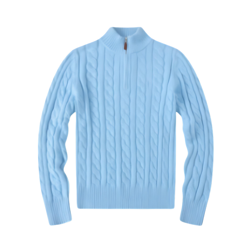 Men's Half Zip Cable Knit Sweater - Winter