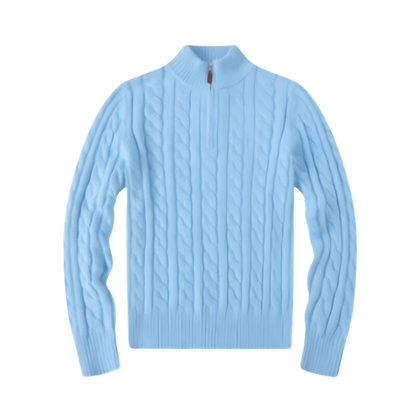 Men's Half Zip Cable Knit Sweater - Winter