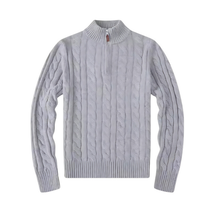 Men's Half Zip Cable Knit Sweater - Winter