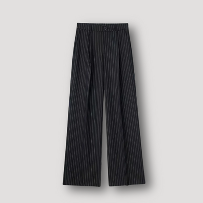 Stylish Pinstripe Wide-Leg Pleated Trousers for Men