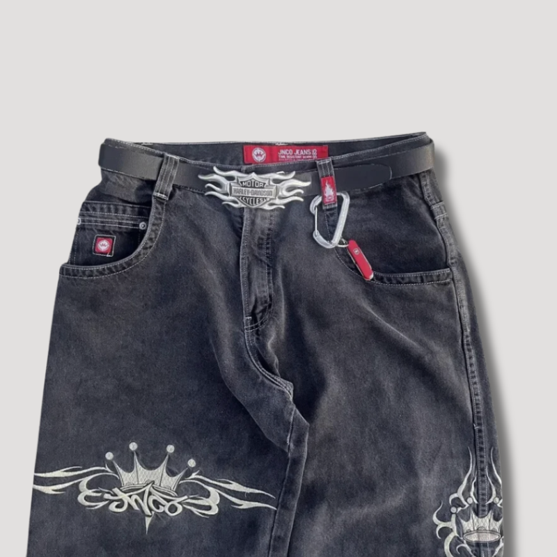 Hip Hop Tribal Royal Crown Denim Jeans