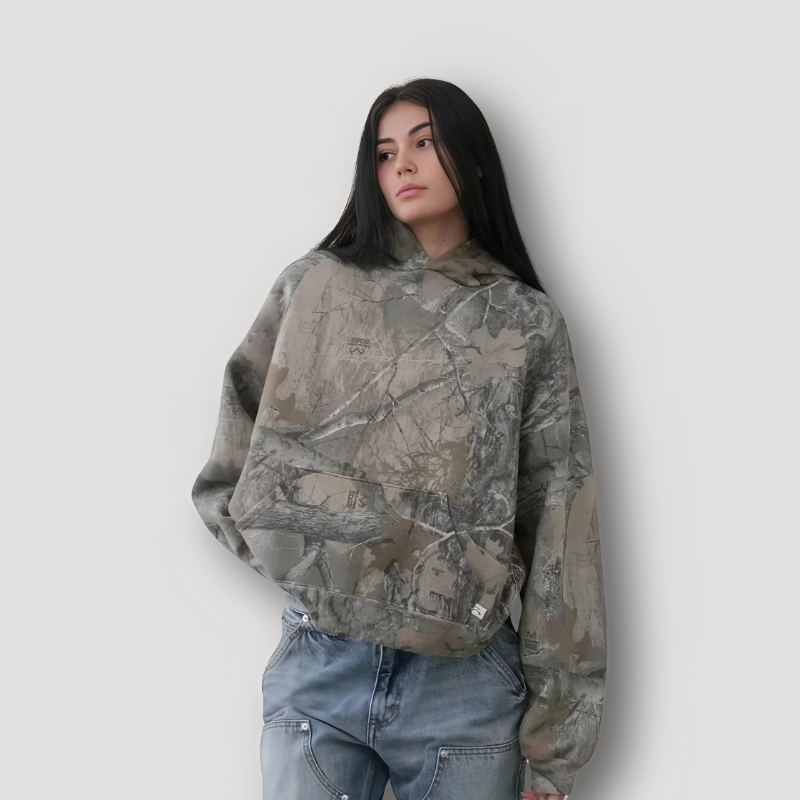 Outdoor Rugged Camouflage Pattern Oversized Hoodie