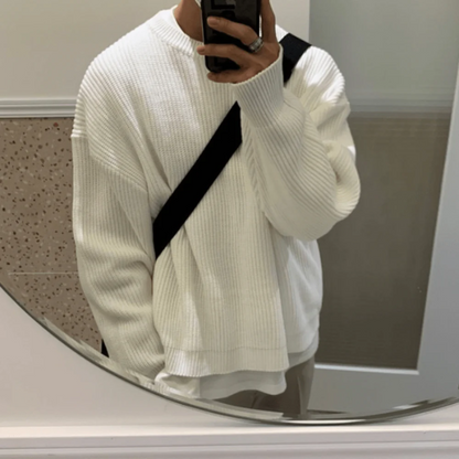 Drop Shoulder Oversized Ribbed Knit Sweater Sale For Men