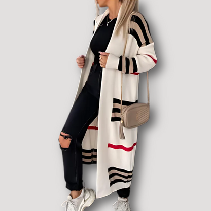 Striped Stylish Long Sleeve Long Cardigan Women