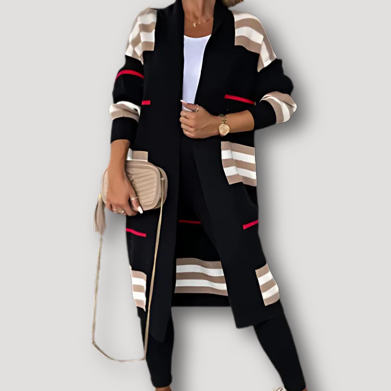 Striped Stylish Long Sleeve Long Cardigan Women