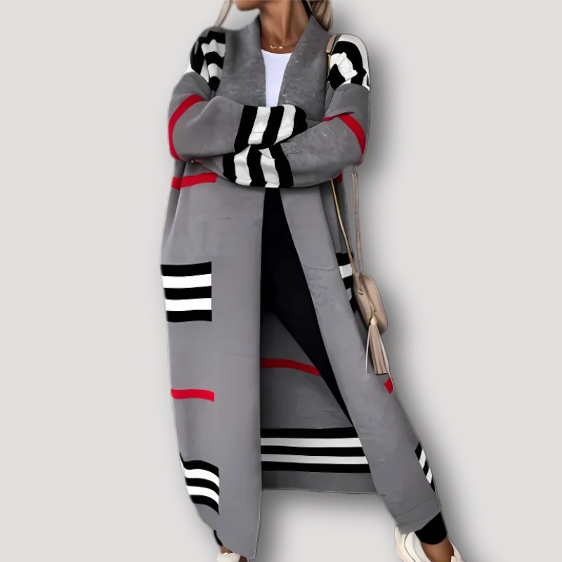 Striped Stylish Long Sleeve Long Cardigan Women