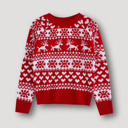 Nordic Patterns Heart Reindeer Christmas Knit Sweater Women Sale