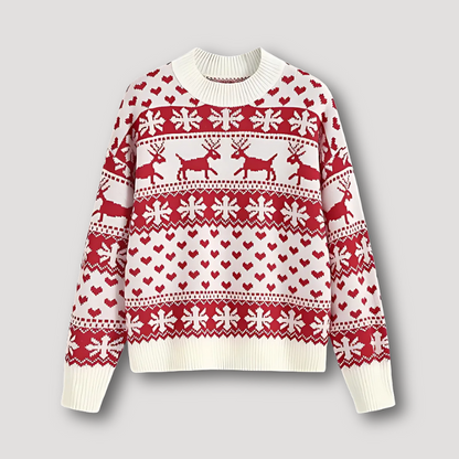 Nordic Patterns Heart Reindeer Christmas Knit Sweater Women Sale