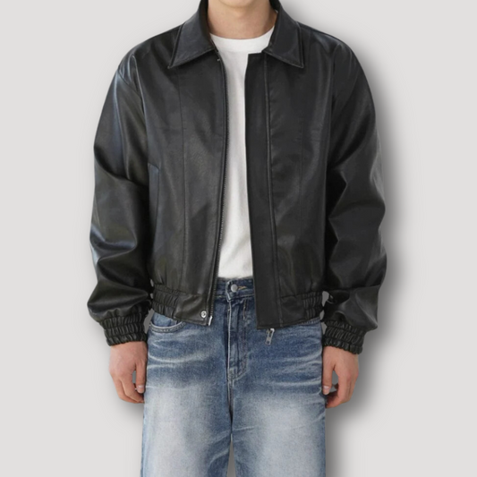 Vintage Zip Up Leather Motorbike Jacket